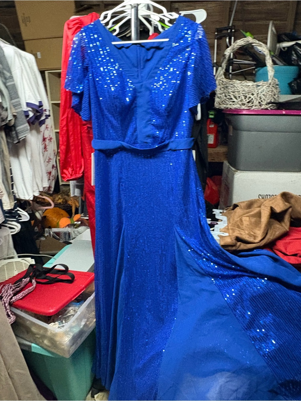 Elegant Sequin Evening Gown - Royal Blue